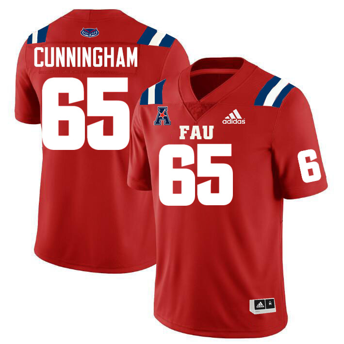 Florida Atlantic Owls #65 Braden Cunningham College Football Jerseys Stitched-Red